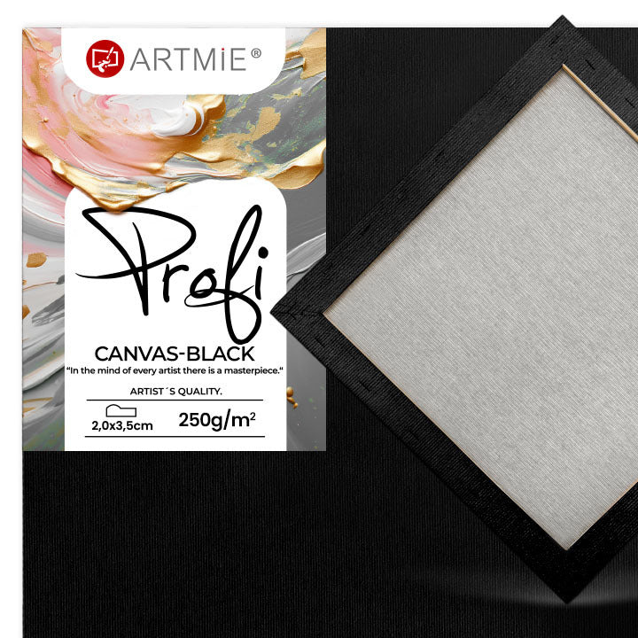Tela nera per pittura PROFI ARTMIE — 100% cotone con gesso nero su telaio in abete