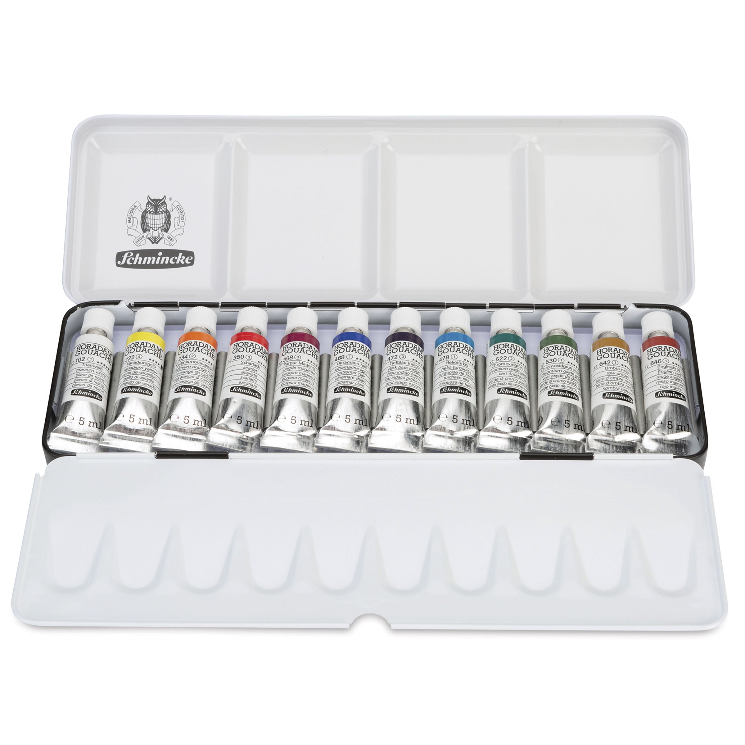 Colori a gouache Schmincke HORADAM in set di metallo, 12 x 5 ml