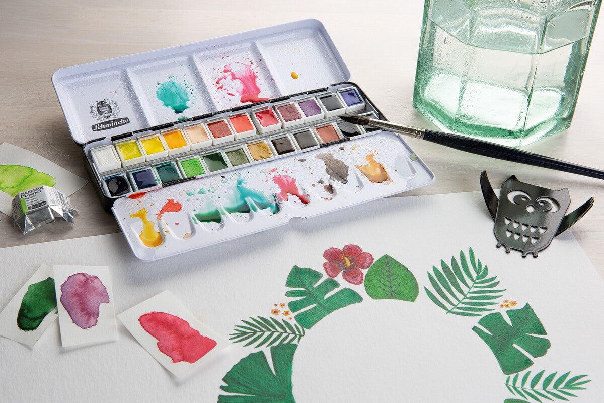 Schmincke AKADEMIE Aquarell scatola in metallo vuota per acquerello, 24 x 1/2 godet