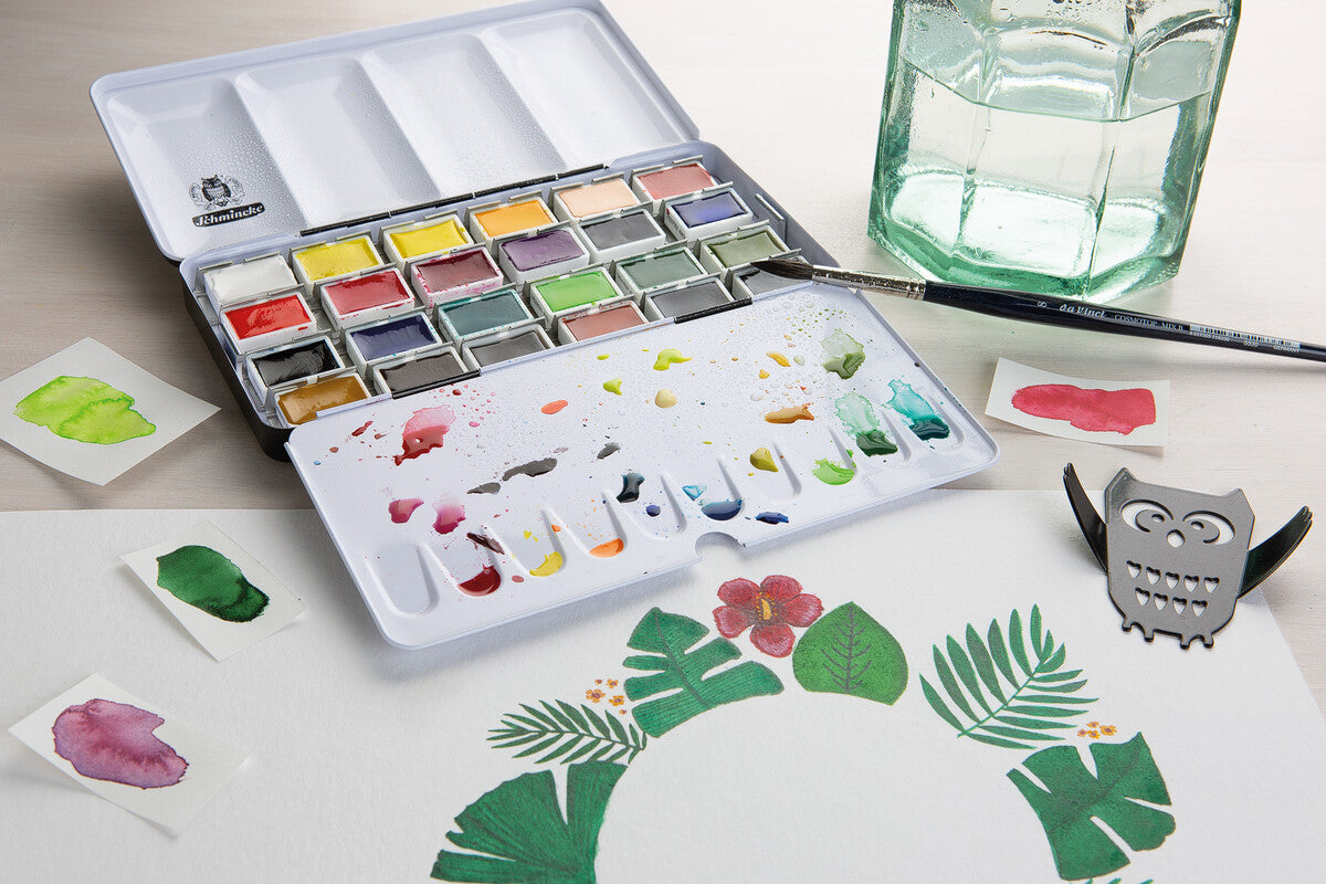 Schmincke AKADEMIE Aquarell scatola in metallo vuota per acquerello, 24 godet interi