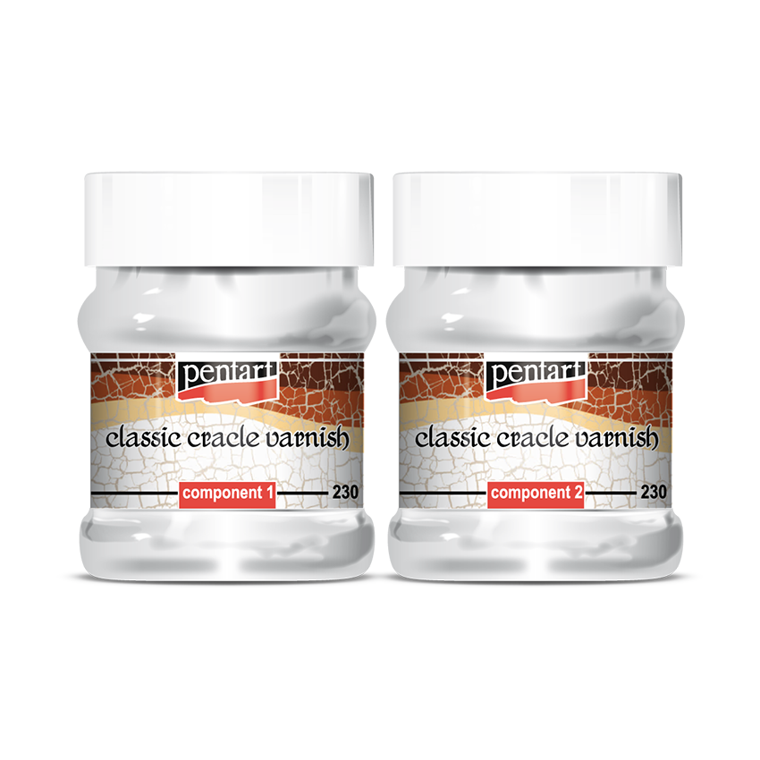 Vernice craquelé Pentart classica, bicomponente, set da 230 ml