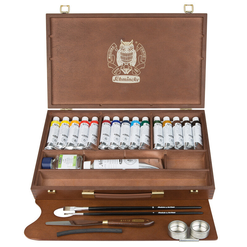 Cofanetto in legno Schmincke NORMA Professional, 15 x 35 ml + bianco 120 ml