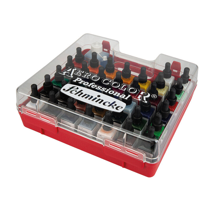Schmincke AERO COLOR set in plastica, 37 x 28 ml + AERO CLEAN RAPID