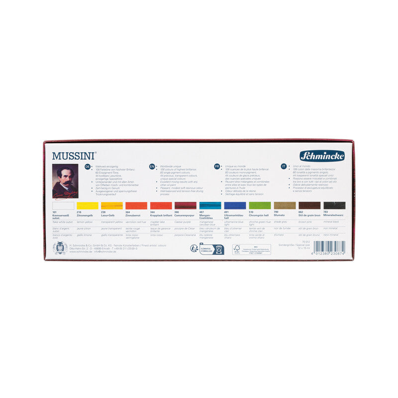 Schmincke MUSSINI set in cartone, 12 x 15 ml