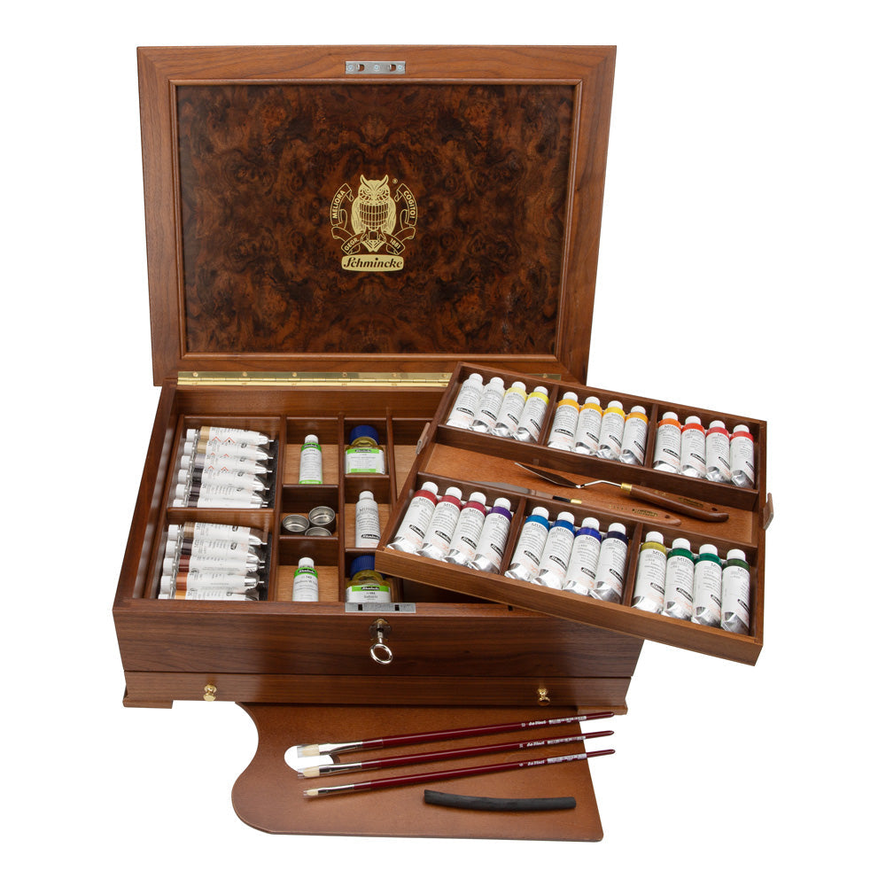 Cassetta in legno Schmincke MUSSINI, 37 x 35 ml + accessori