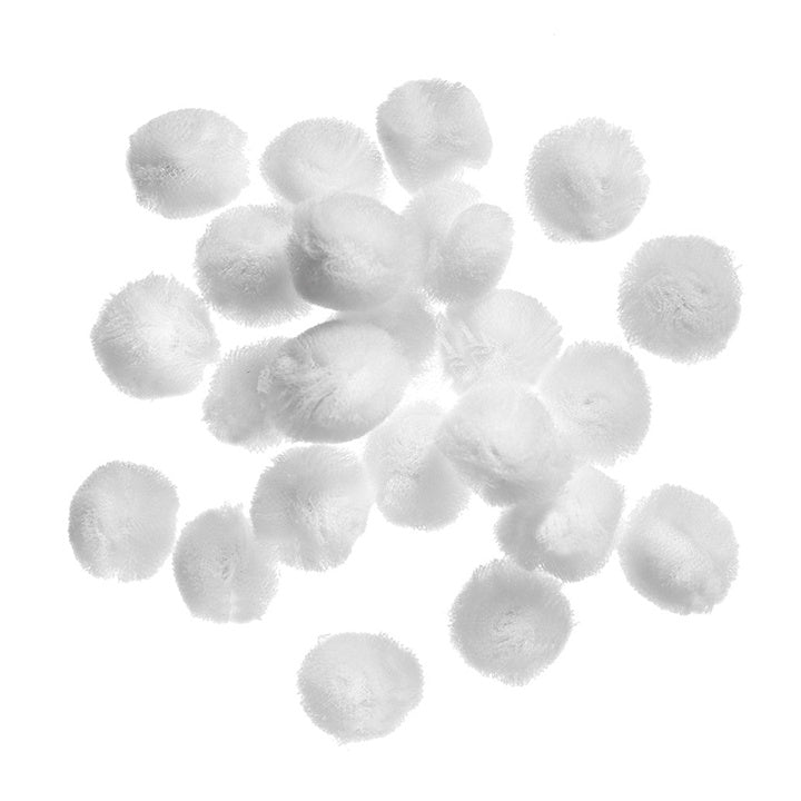 Pom Pom in tulle per l'artigianato | 24 pezzi, bianco, 2 cm
