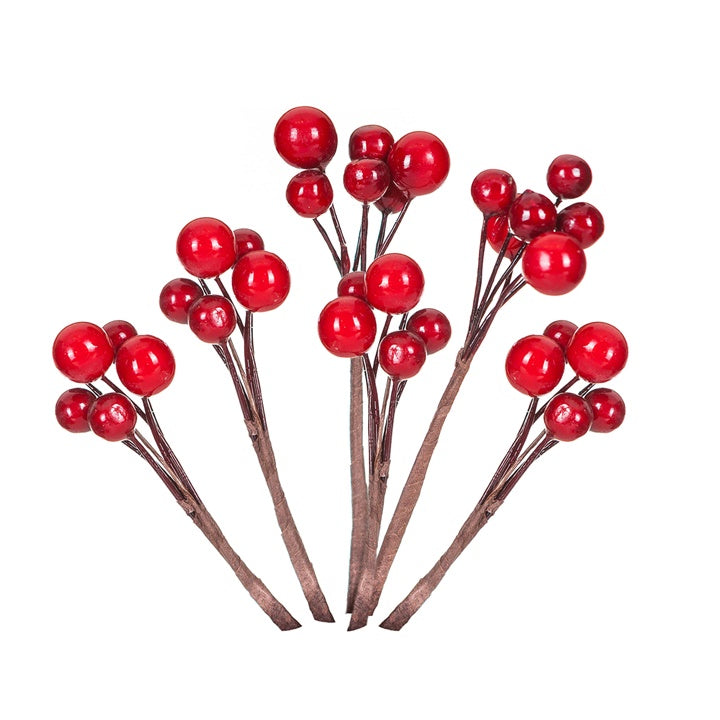 Rametto decorativo con bacche rosse - 6 pz