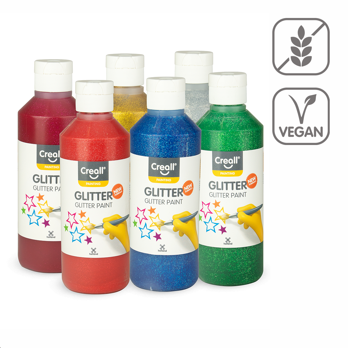 Creall set di colori Glitter – 6 × 250 ml, colori assortiti