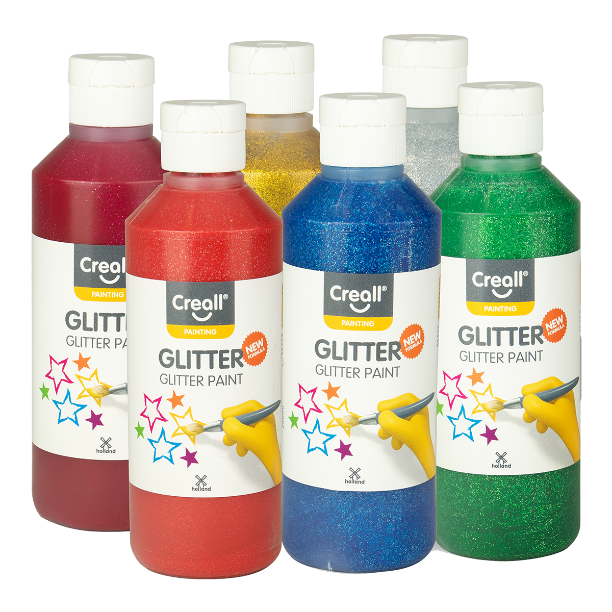 Creall set di colori Glitter – 6 × 250 ml, colori assortiti