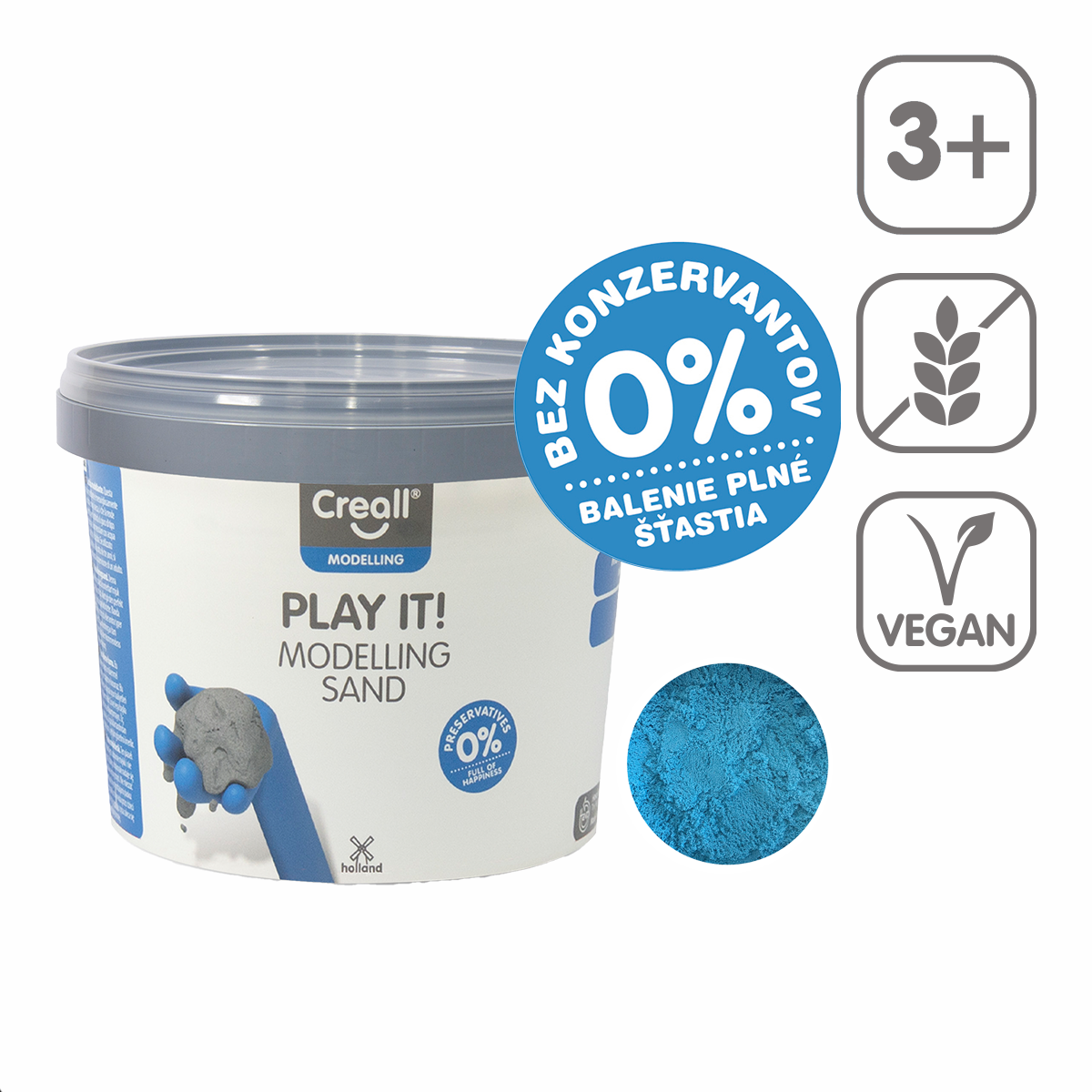 Sabbia da modellare Creall Play it! 750 g in barattolo – blu
