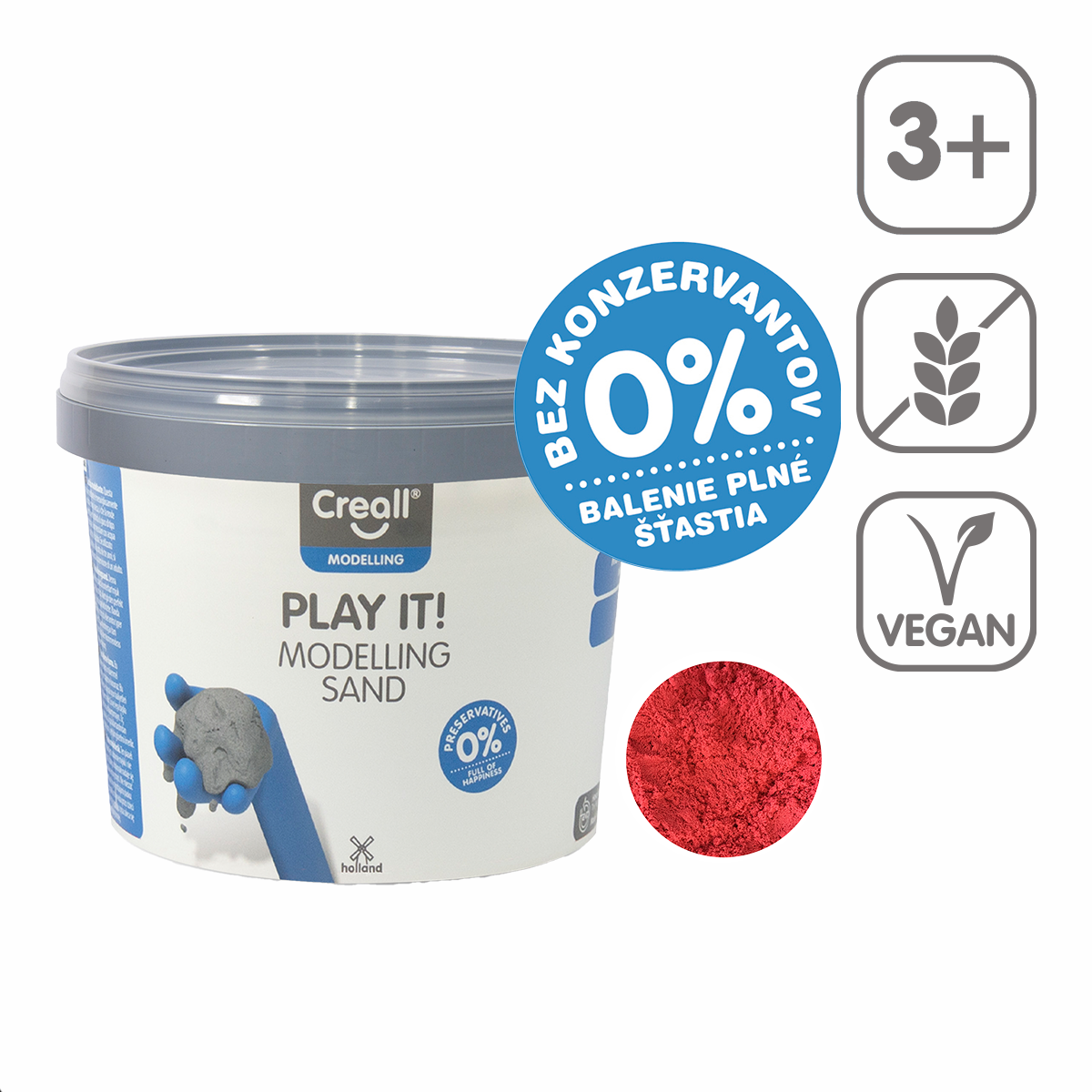 Sabbia da modellare Creall Play it! 750 g in barattolo – rosso