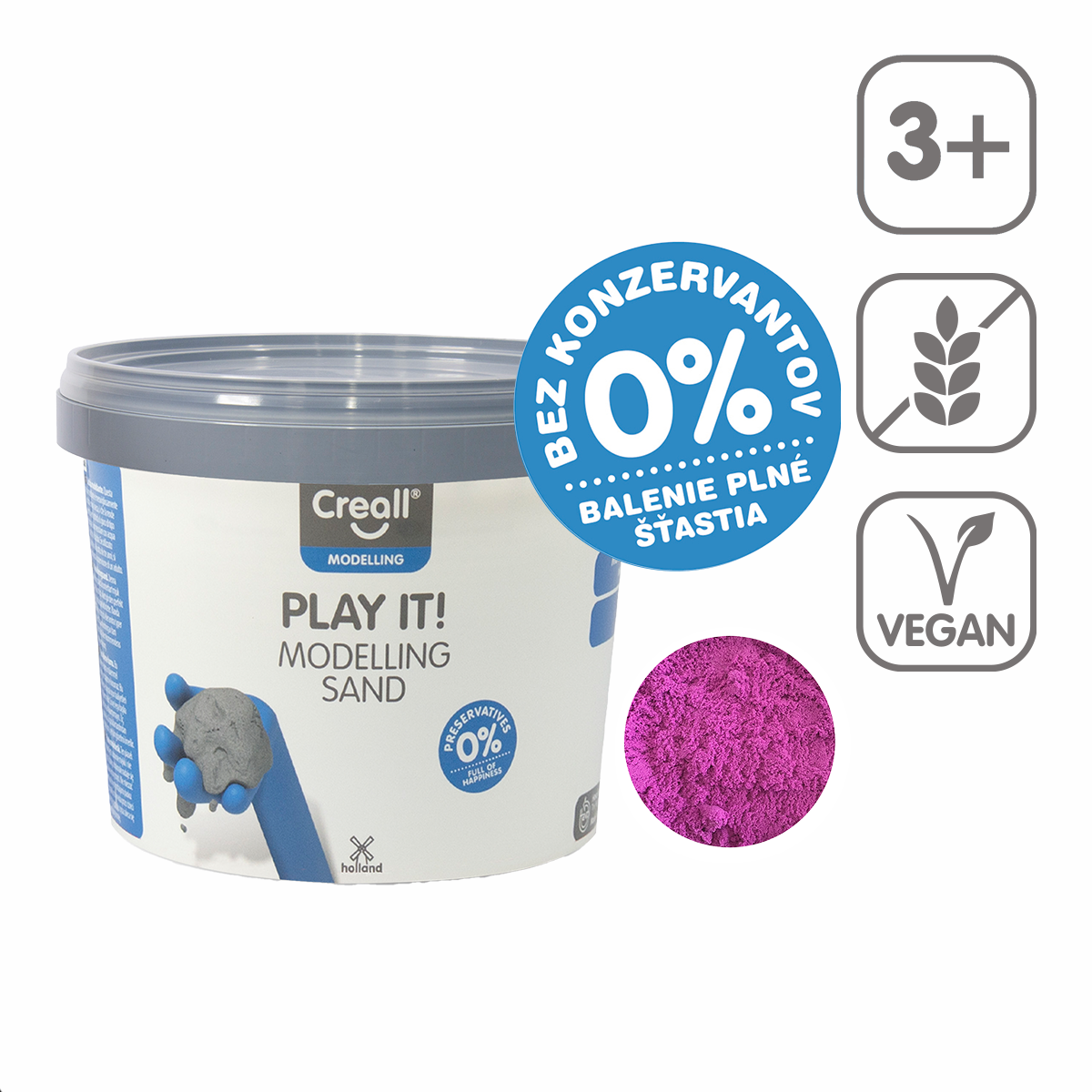 Sabbia da modellare Creall Play it! 750 g in barattolo – viola