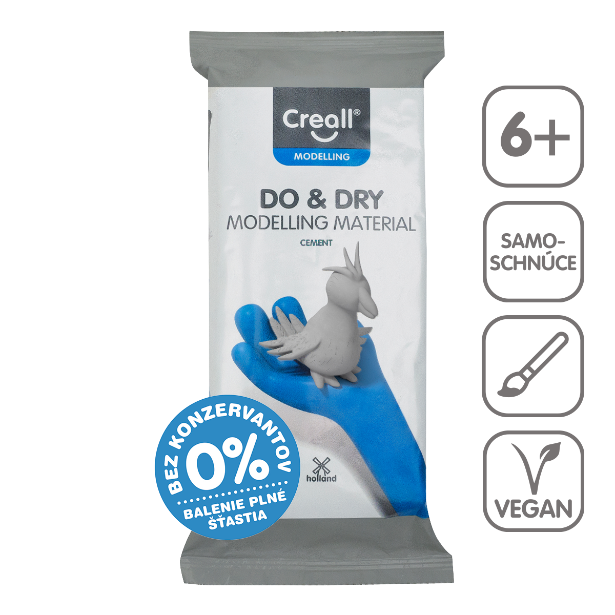 Pasta modellabile autoindurente Creall Do&Dry ipoallergenica 500 g – cemento grigio