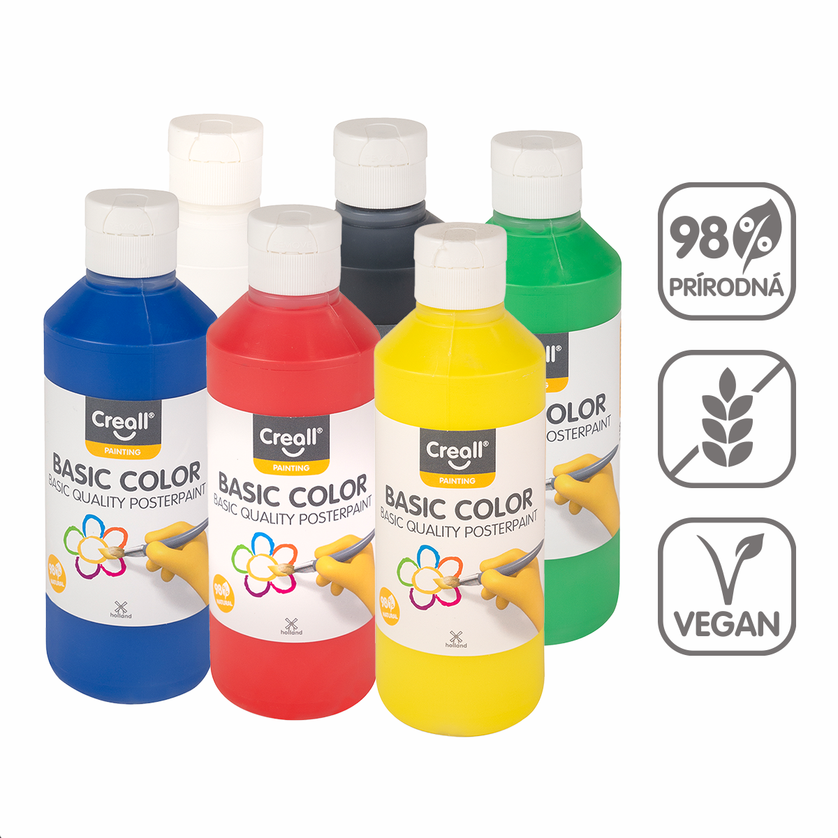 Colori a tempera Creall – set 6 × 250 ml, colori assortiti
