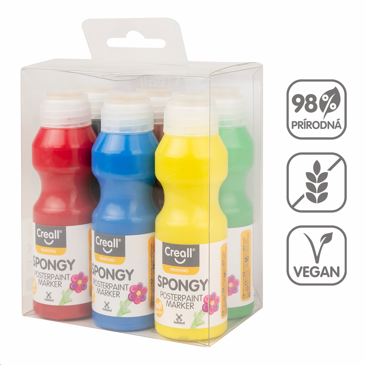 Set di tempere con spugnetta Creall Spongy – 6 × 70 ml