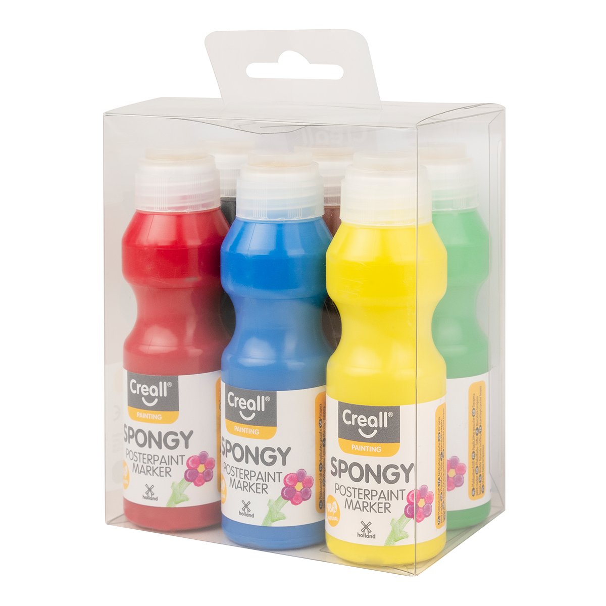 Set di tempere con spugnetta Creall Spongy – 6 × 70 ml