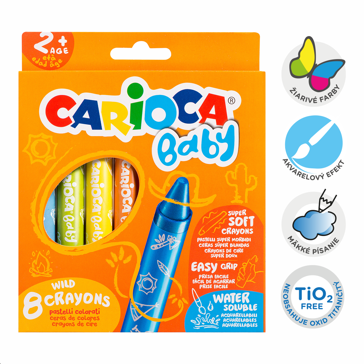 Carioca pastelli a cera Baby Wild 2+, 8 pz