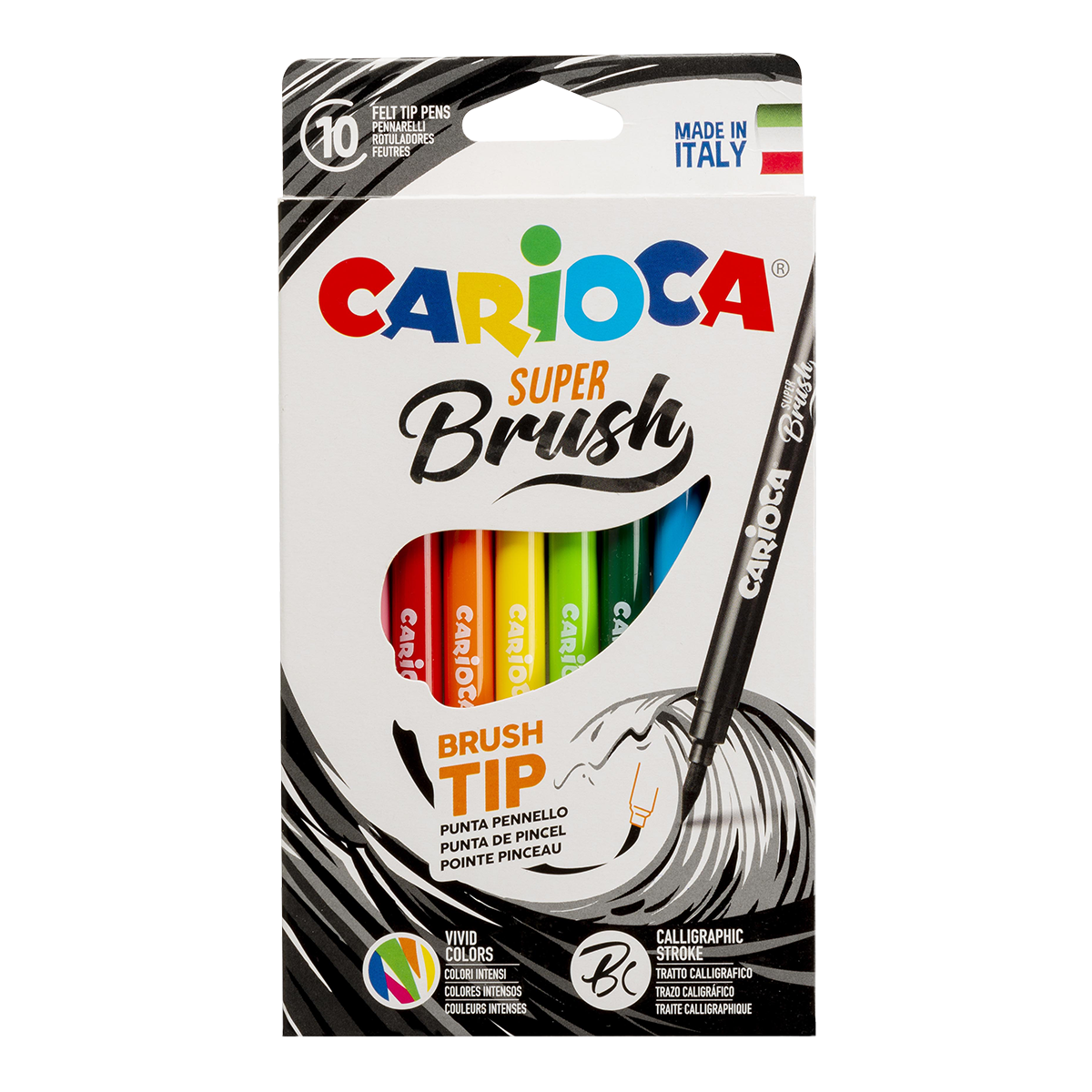 Pennarelli a punta a pennello Carioca Brush, 10 pz, colori assortiti