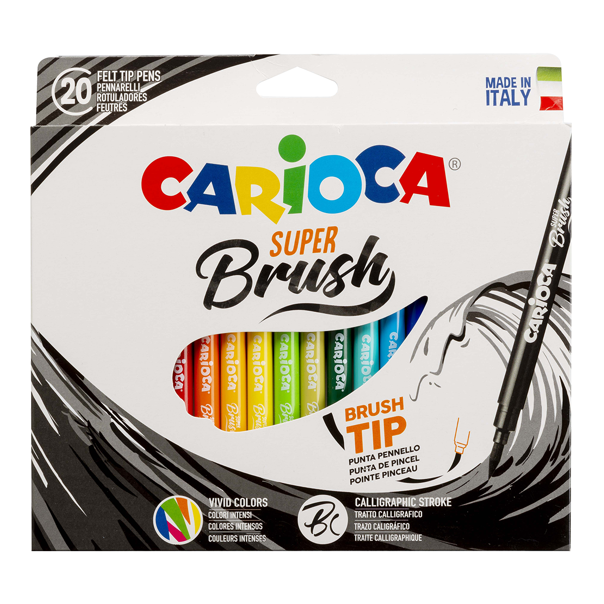 Pennarelli con punta a pennello Carioca Brush, 20 pz, colori assortiti