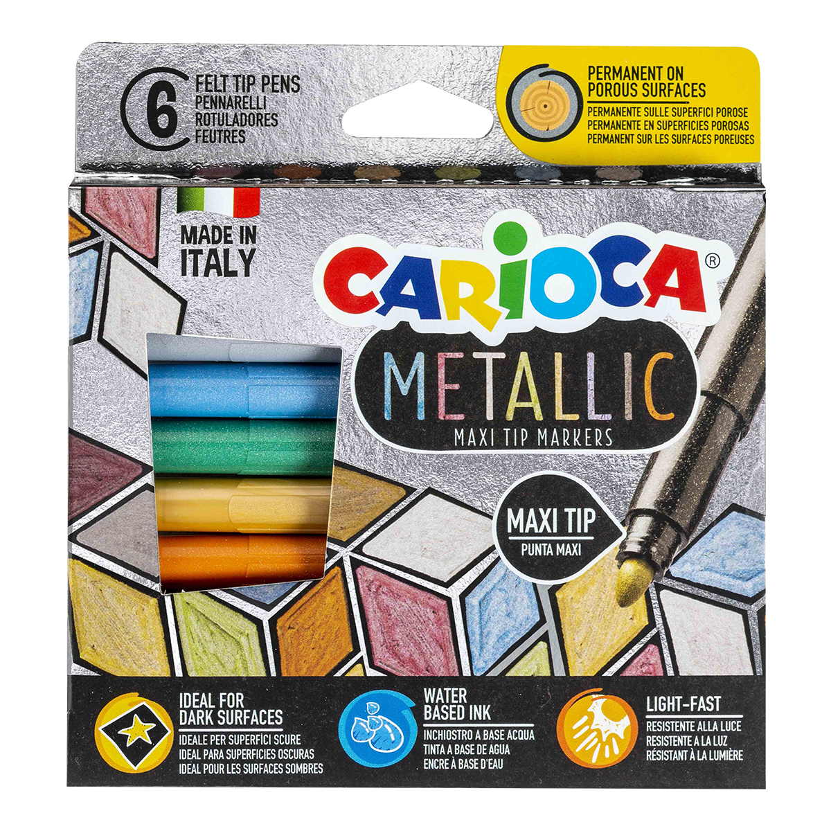 Pennarelli Carioca Metallic, punta maxi, colori assortiti
