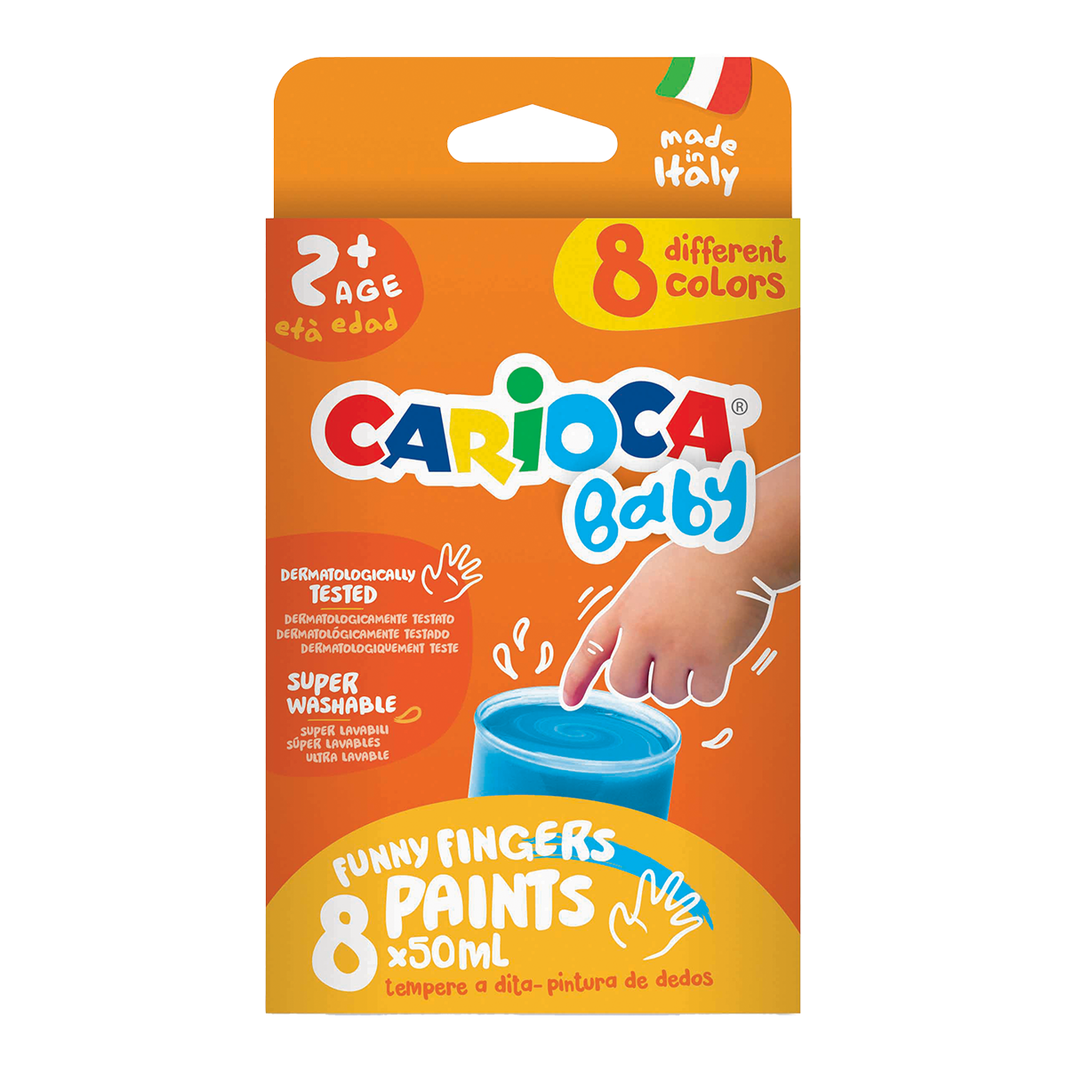 Colori a dita Carioca Baby 2+, 8 × 50 ml