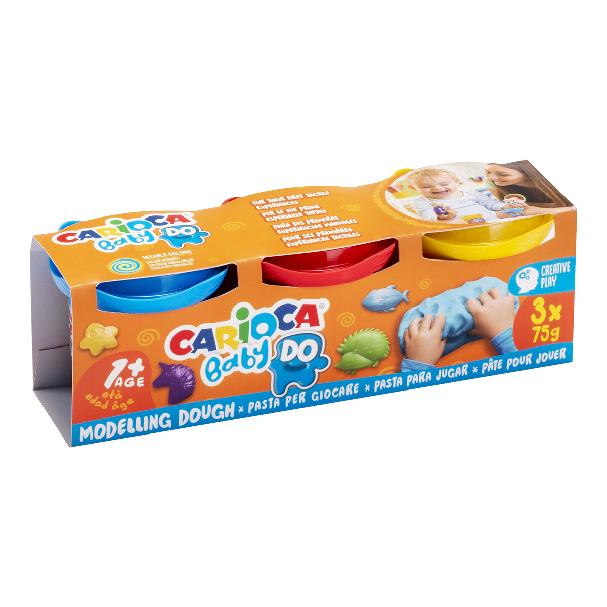 Pasta modellabile Carioca Baby Do 1+, 3 × 75 g, colori assortiti