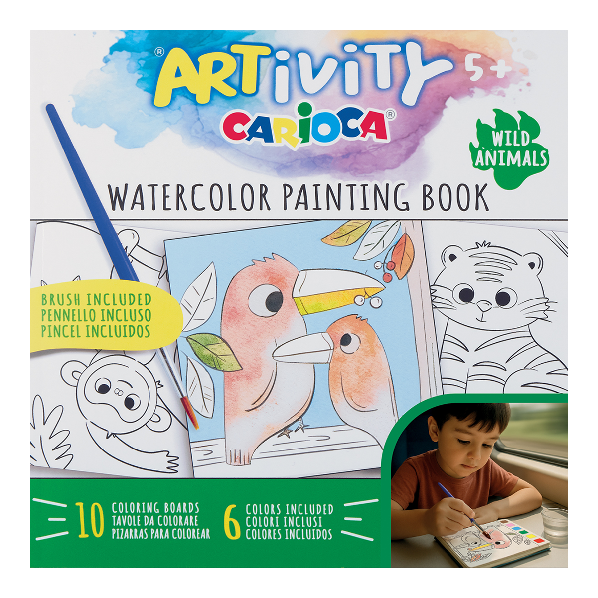 Carioca album da colorare con acquerelli ARTivity – Animali selvaggi, 5+