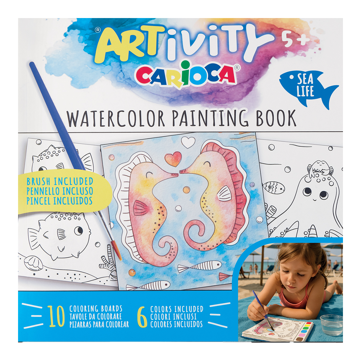 Carioca album da colorare con acquerelli ARTivity – Vita marina, 5+