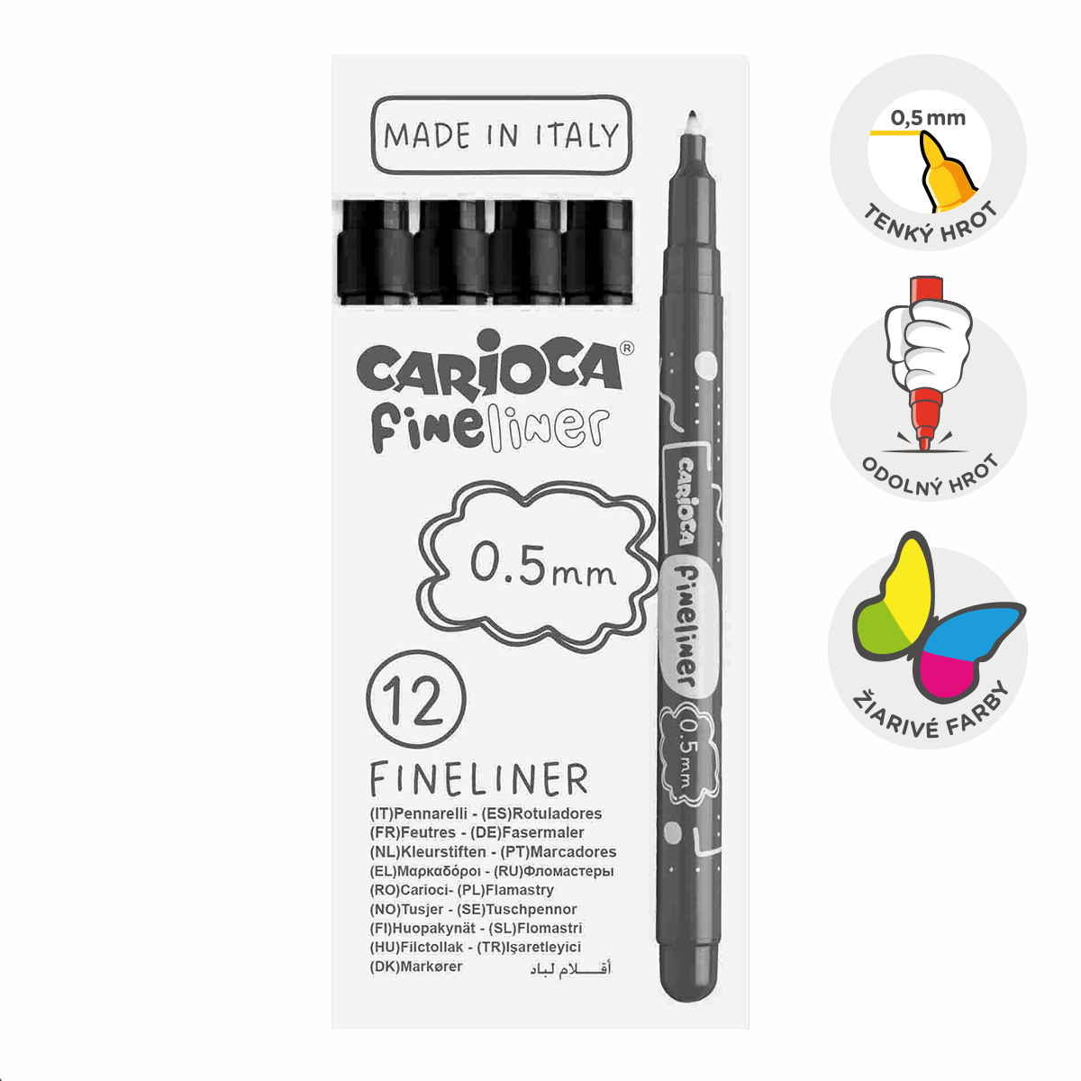Fineliner a punta fine Carioca Fineliner 0,5 mm – 12 pz – nero
