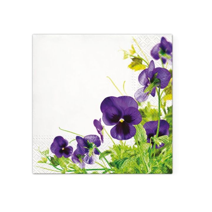 Tovaglioli a decoupage - Pansies Frame - 1 pezzo
