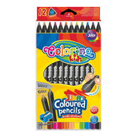 Pastelli triangolari JUMBO Colorino in legno nero con temperamatite - 12 colori