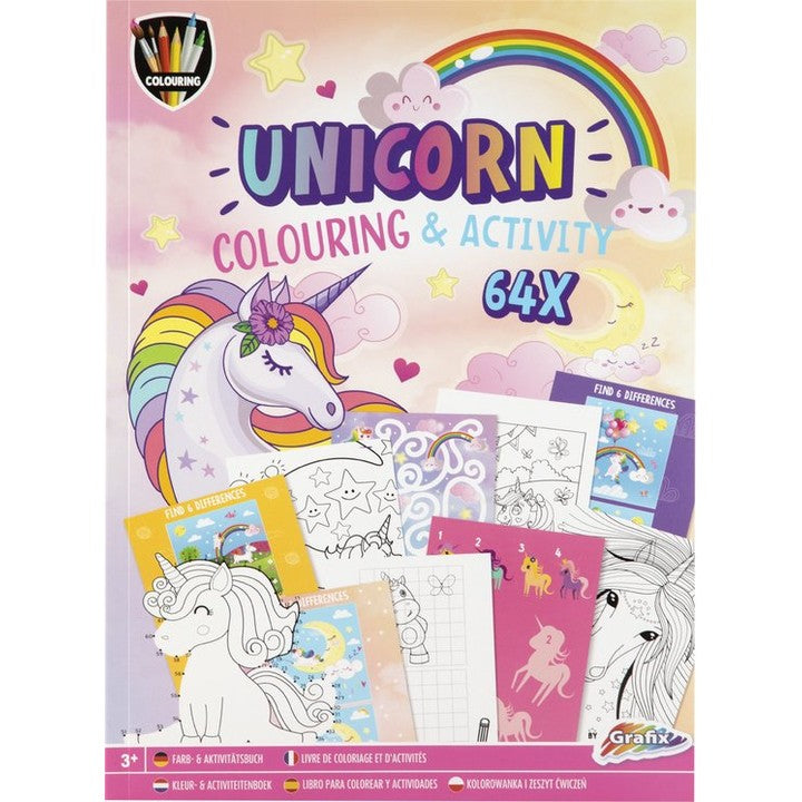 Libro da colorare e attività sull'unicorno A4 64 pagine di GRAFIX