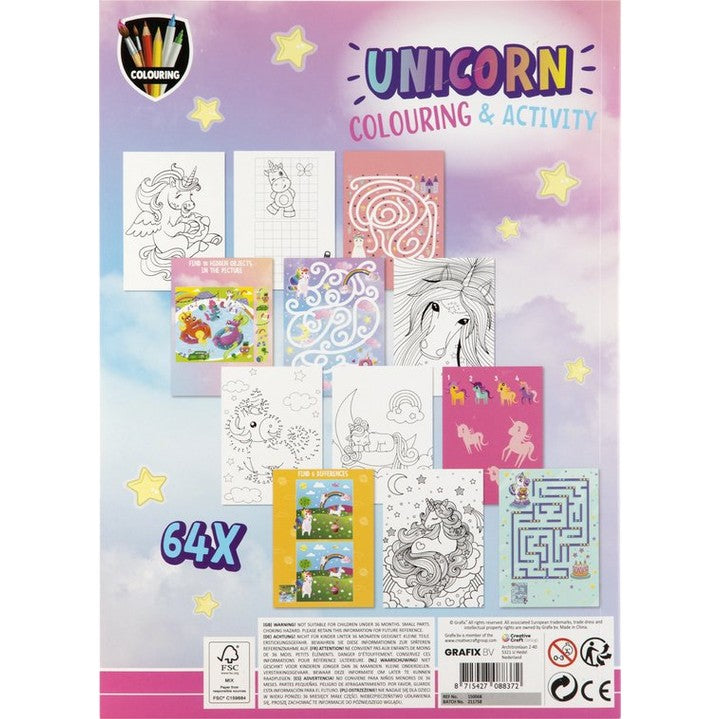 Libro da colorare e attività sull'unicorno A4 64 pagine di GRAFIX