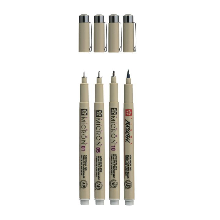Set di penne tecniche Sakura Pigma Micron 3 fineliners a brush pen