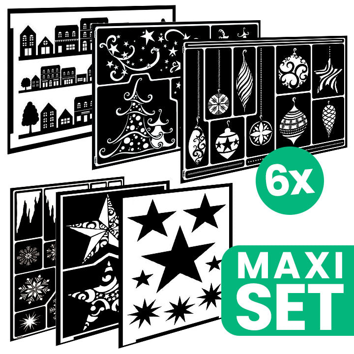 Set di stencil per pittura a tema natalizio - 6 pezzi