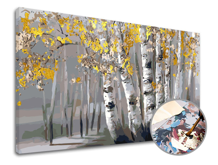 Dipingere con i numeri PREMIUM GOLD | Boschetto di betulle