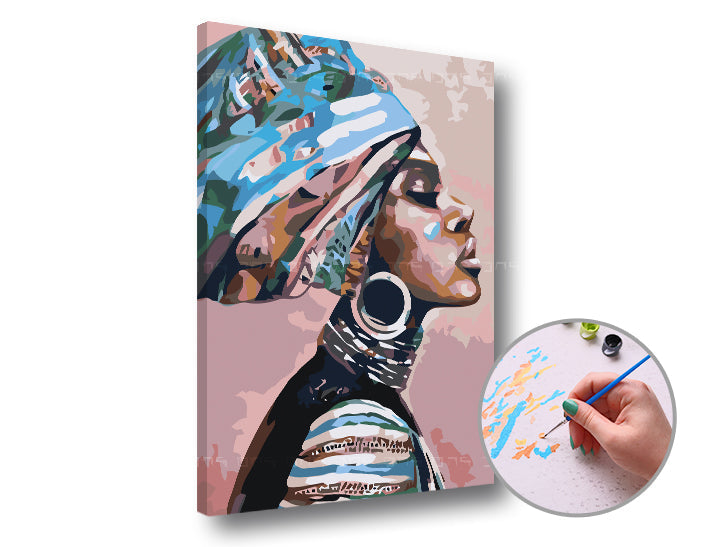 Paint by Numbers - Donna con turbante – senza cornice