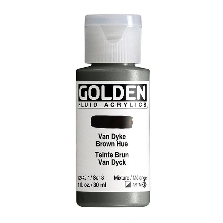 GOLDEN Vernice acrilica fluida 30 ml – 2442 Van Dyke tonalità marrone