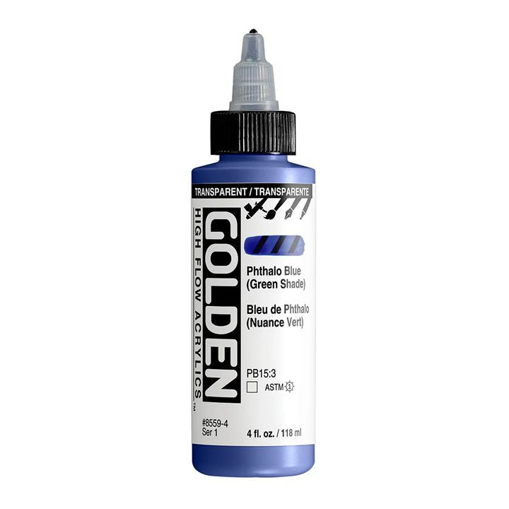 GOLDEN Vernice acrilica ad alto flusso 118 ml – 8559 Ftalok trasparente. Blu (tonalità verde)