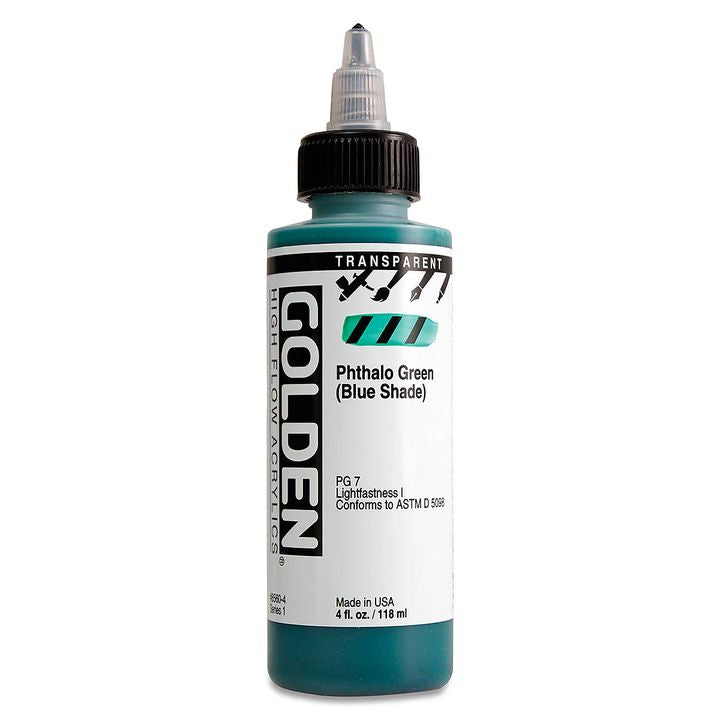 GOLDEN Vernice acrilica ad alto flusso 118 ml – 8560 Ftalok trasparente. Verde (tonalità blu)