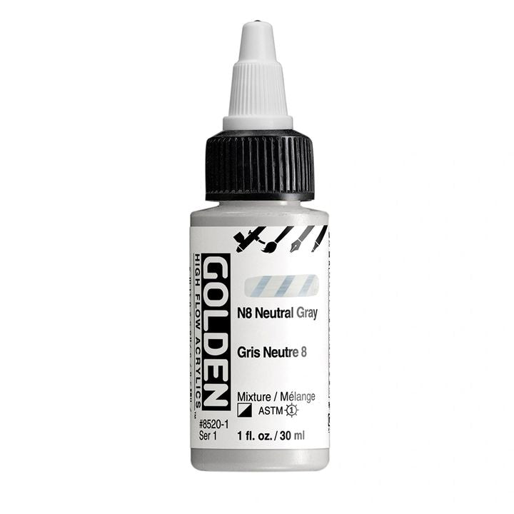 GOLDEN Vernice acrilica ad alto flusso 30 ml – 8520 N8 Grigio neutro