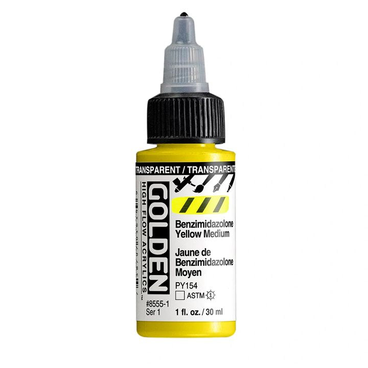 GOLDEN Vernice acrilica ad alto flusso 30 ml – 8555 Benzimidazolone trasparente giallo medio