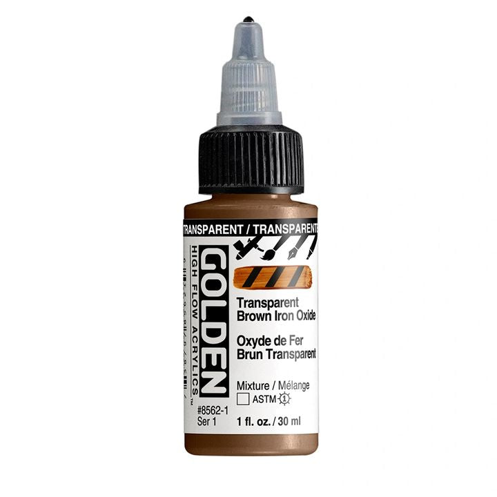 GOLDEN Vernice acrilica ad alto flusso 30 ml – 8562 Ossido di ferro marrone trasparente