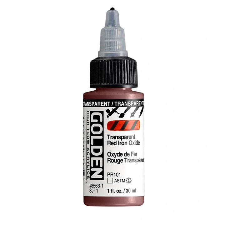 GOLDEN Vernice acrilica ad alto flusso 30 ml – 8563 Ossido di ferro rosso trasparente