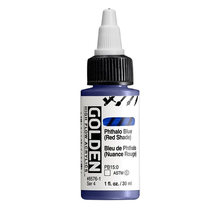 GOLDEN Vernice acrilica ad alto flusso 30 ml – 8576 Blu ftalocianina (tonalità rossa)