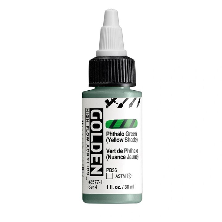 GOLDEN Vernice acrilica ad alto flusso 30 ml – 8577 Verde ftalocianina (tonalità gialla)