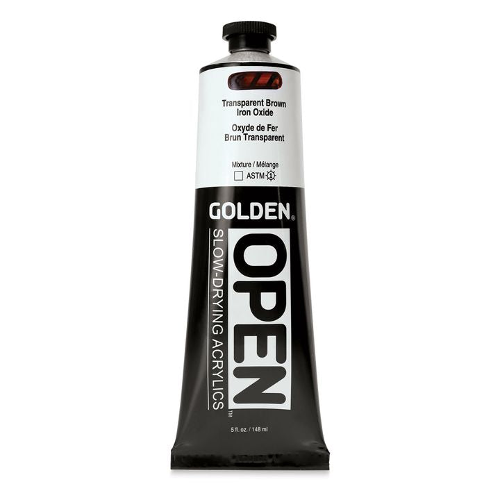 GOLDEN OPEN Vernice acrilica ad asciugatura lenta 148 ml – 7383 Ossido di ferro marrone trasparente