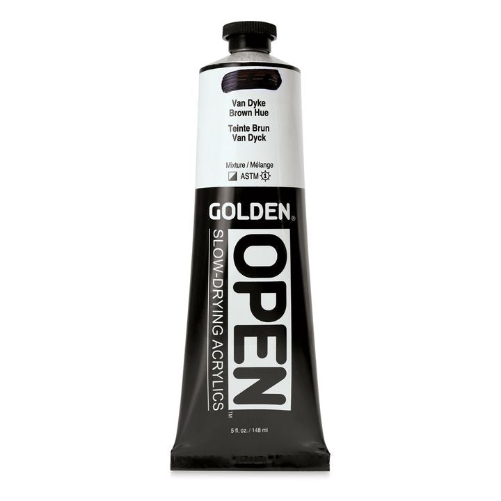 GOLDEN OPEN Vernice acrilica ad asciugatura lenta 148 ml – 7462 Van Dyke tinta marrone