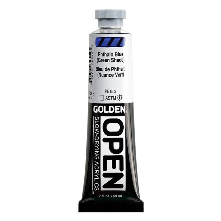GOLDEN OPEN Vernice acrilica ad asciugatura lenta 59 ml – 7255 Blu ftalocianina (tonalità verde)