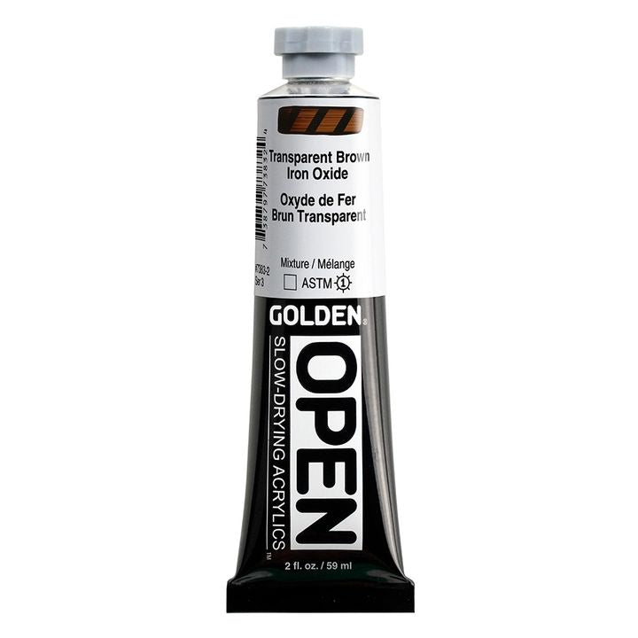 GOLDEN OPEN Vernice acrilica ad asciugatura lenta 59 ml – 7383 Ossido di ferro marrone trasparente